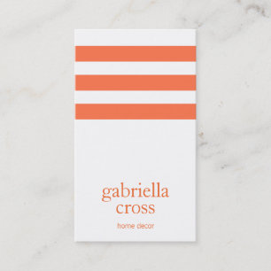 Elegant Modern Orange and White Striped Business Card