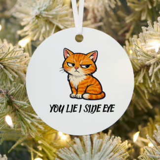 Elegant Modern Orange Cat Ceramic Christmas Metal Tree Decoration