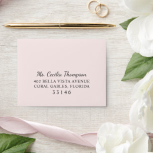 Elegant Modern Pale Pink and Black Wedding Envelopes