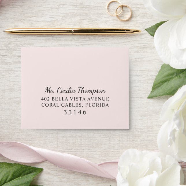 Elegant Modern Pale Pink and Black Wedding Envelopes (Wedding)