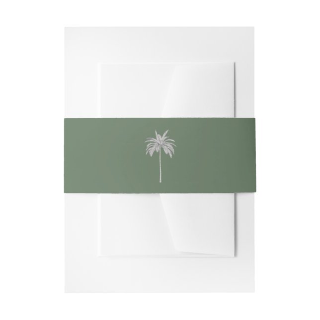Elegant Modern Palm Tree Illustration Wedding Invitation Belly Band (Front Example)