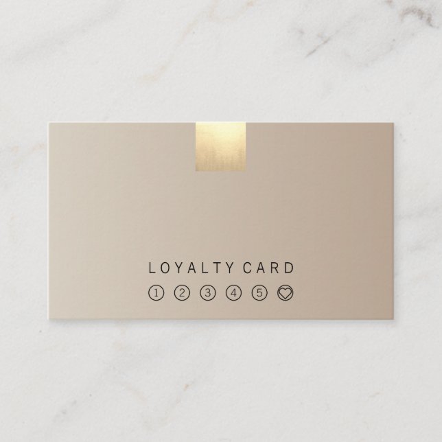 Elegant Modern Pastel Beige Gradient Gold Loyalty Business Card (Front)