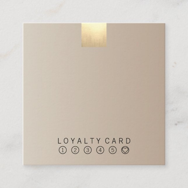 Elegant Modern Pastel Beige Gradient Gold Loyalty Square Business Card (Front)