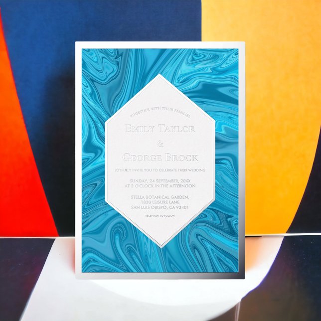 Elegant Modern Pastel Blue Abstract Wedding Silver (Creator Uploaded)