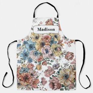 Elegant modern Pastel Flowers Personalised Gift    Apron