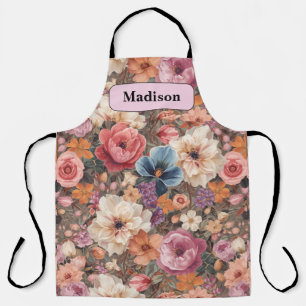 Elegant modern Pastel Flowers Personalised Gift Apron