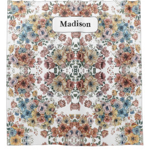Elegant modern Pastel Flowers Personalised Gift Shower Curtain