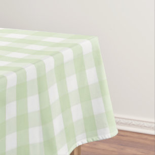 Elegant Modern Pastel Green Gingham Pattern Spring Tablecloth