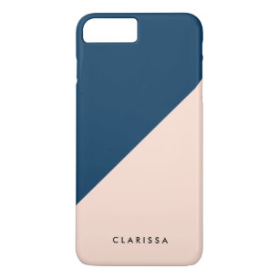 elegant modern pastel peach navy blue colour block iPhone 8 plus/7 plus case