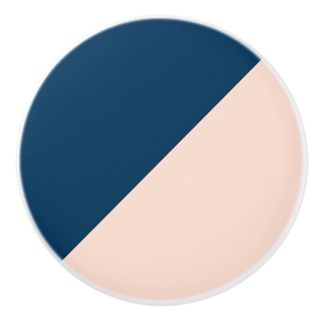 elegant modern pastel peach navy blue colour block ceramic knob (Front)