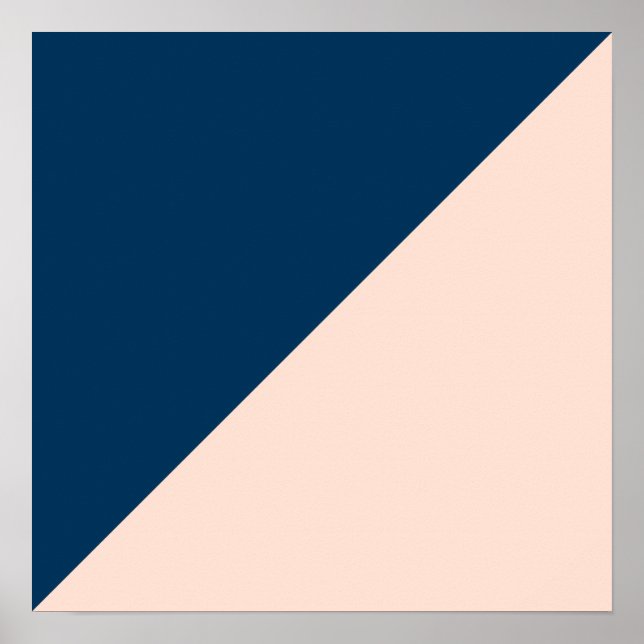 elegant modern pastel peach navy blue colour block poster (Front)