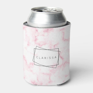 elegant modern pastel pink and white faux marble can cooler