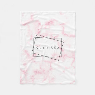 elegant modern pastel pink and white faux marble fleece blanket