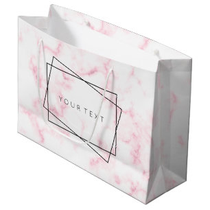 elegant modern pastel pink and white faux marble large gift bag