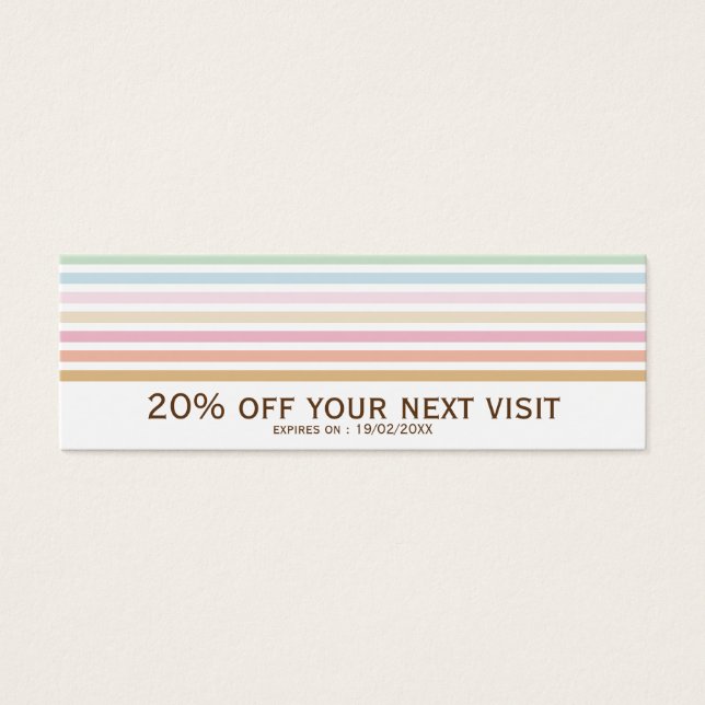 Elegant Modern Pastel Stripes Discount Coupon (Front)