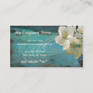 Elegant, Modern, Patina Blue Floral, Business Card