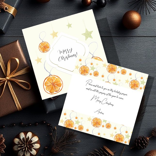 Elegant Modern Pattern Oranges and Stars On Beige Card (Creator Uploaded)