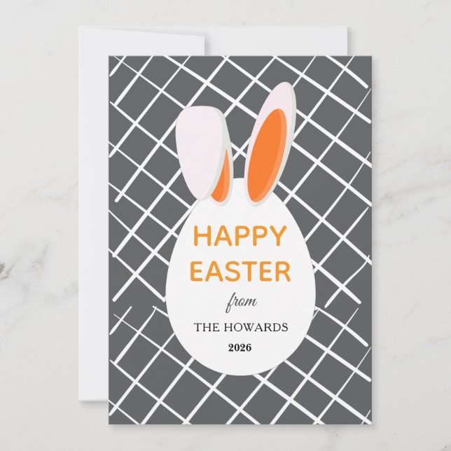 Elegant Modern Patterns Happy Easter Photo Holiday Card (Front)