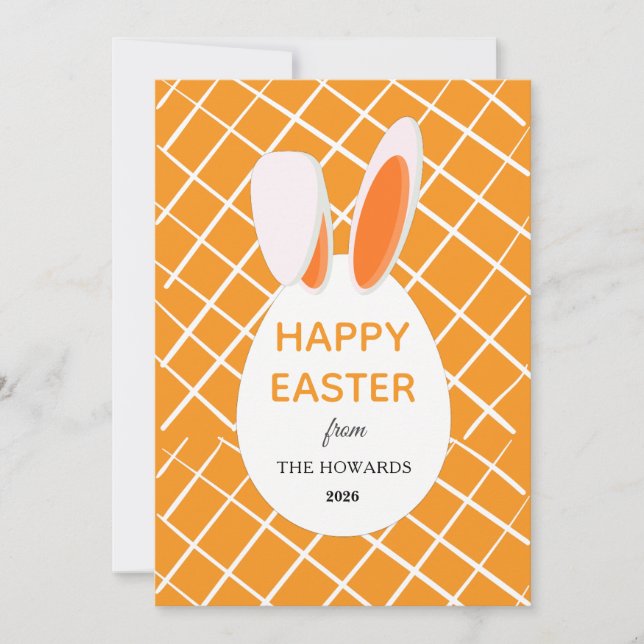 Elegant Modern Patterns Happy Easter Photo Holiday Card (Front)