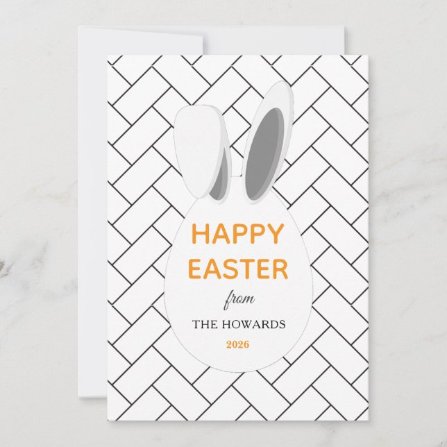Elegant Modern Patterns Happy Easter Photo Holiday Card (Front)