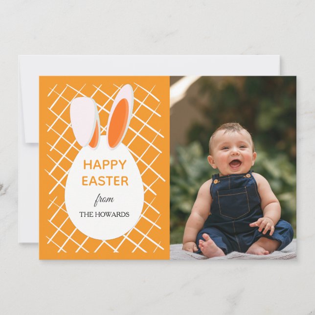 Elegant Modern Patterns Happy Easter Photo Holiday Card (Front)
