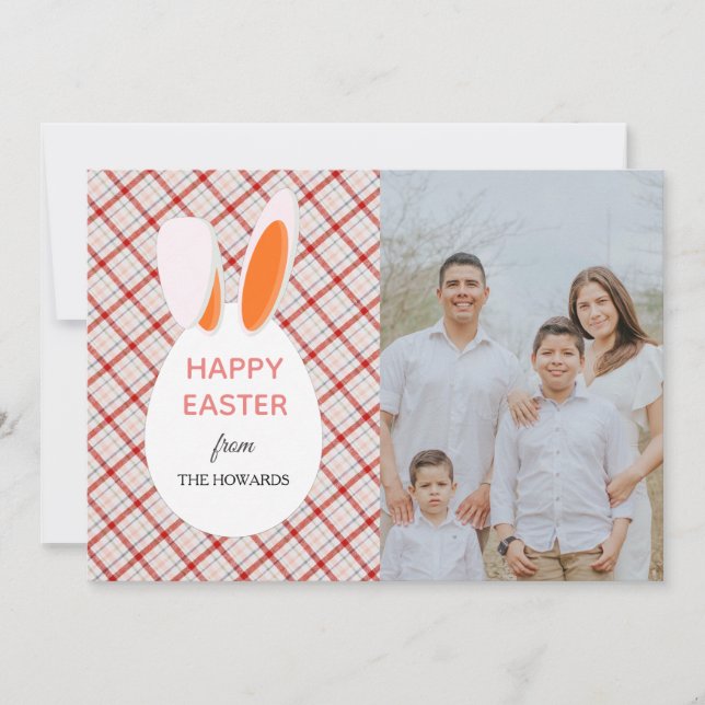 Elegant Modern Patterns Happy Easter Photo Holiday Card (Front)