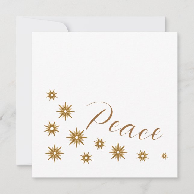 Elegant Modern Peace Gold Star Holiday Card (Front)