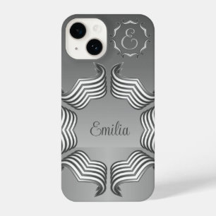 Elegant Modern Peeking Heart Monogram iPhone 14 Ca Case