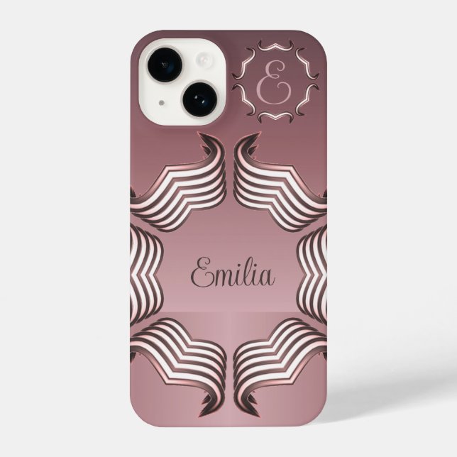 Elegant Modern Peeking Heart Monogram iPhone Case (Back)