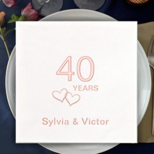 Elegant Modern Personalised 40th Anniversary Party Foil Napkins