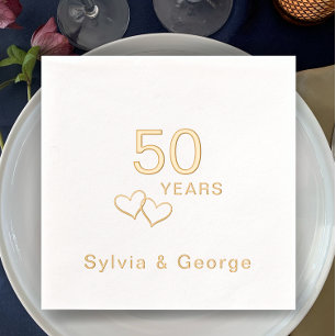 Elegant Modern Personalised 50th Anniversary Party Foil Napkins