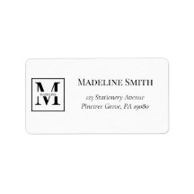 Elegant Modern Personalised Monogram Return Label