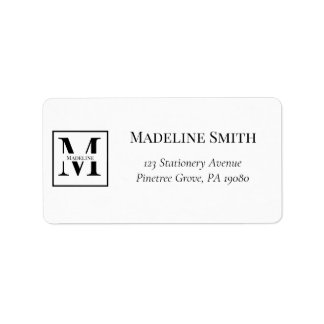 Elegant Modern Personalised Monogram Return Label