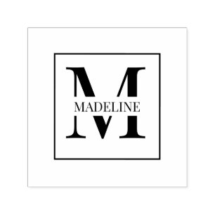 Elegant Modern Personalised Monogram White Self-inking Stamp