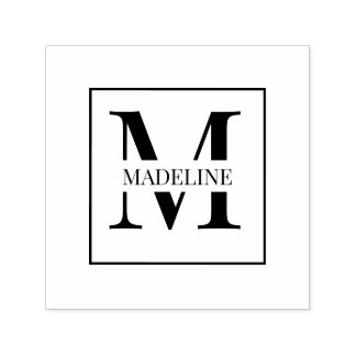 Elegant Modern Personalised Monogram White Self-inking Stamp