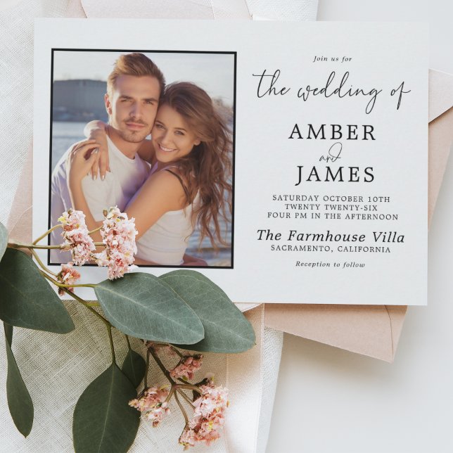 Elegant Modern Personalised Photo Wedding  Invitation (Creator Uploaded)