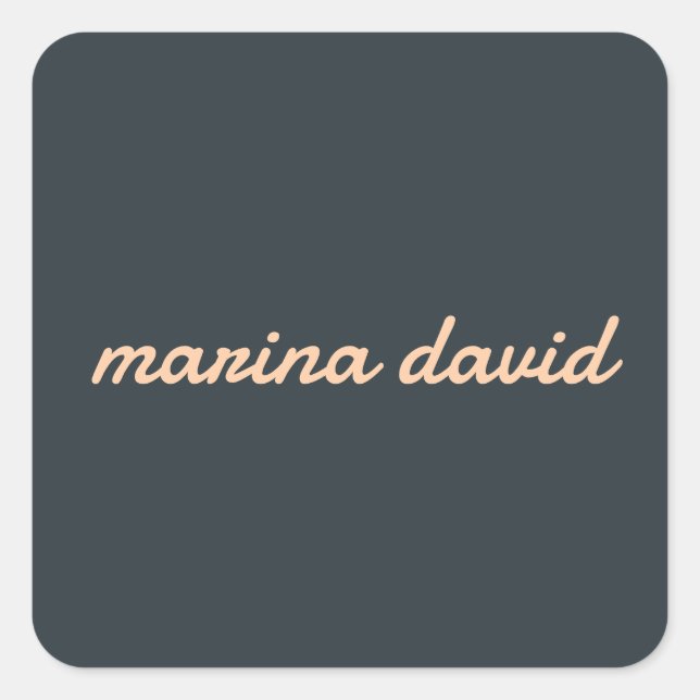 Elegant modern personalised  square sticker (Front)