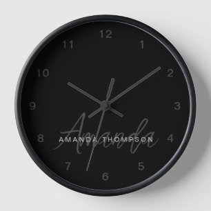 Elegant Modern Personalised With Name Monogram Clock