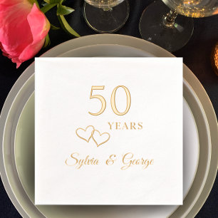 Elegant Modern Personalized 50th Anniversary Party Foil Napkins