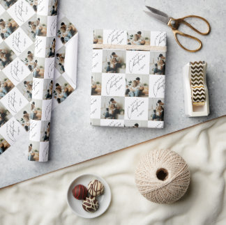 Elegant Modern Personalized Couple Photo Holiday Wrapping Paper