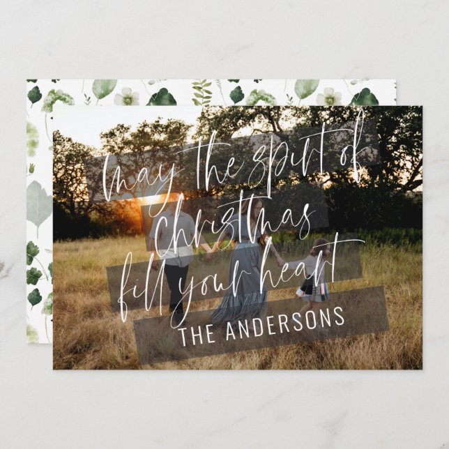 Elegant modern photo Christmas loving family Announcement (Front/Back)