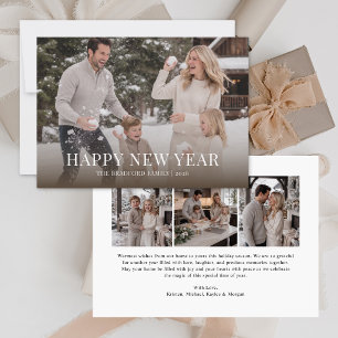Elegant Modern Photo Collage New Year Card