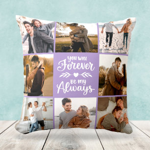 Elegant Modern Photo Collage Purple Gift Cushion