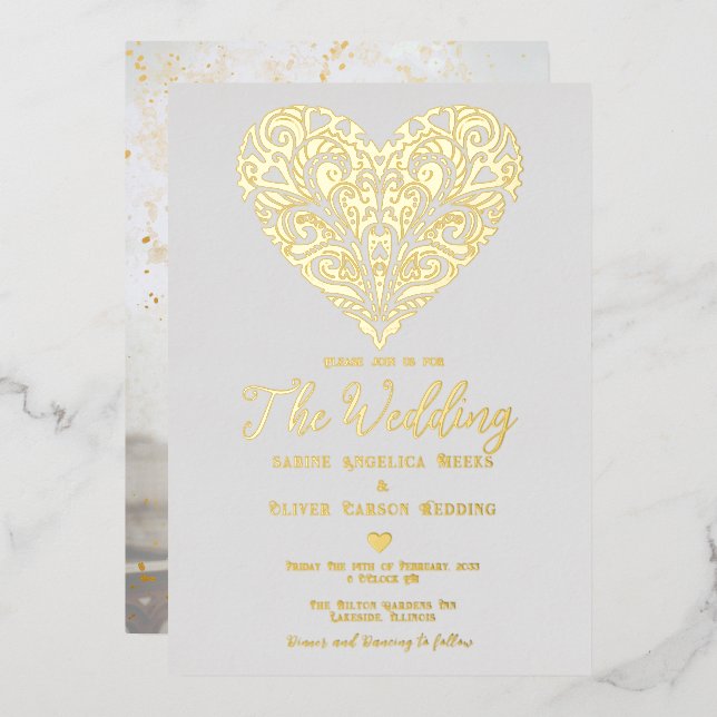 Elegant Modern Photo Foil Wedding (Front/Back)