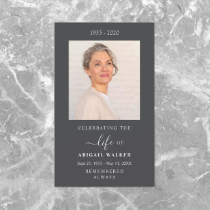 Elegant & Modern Photo Funeral Card Custom Tribute