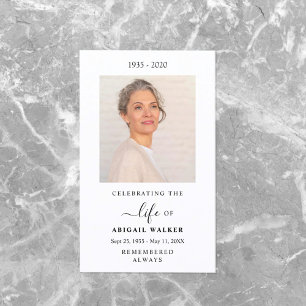 Elegant & Modern Photo Funeral Card Custom Tribute