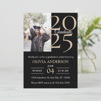 Elegant Modern Photo Graduation Party Invitation
