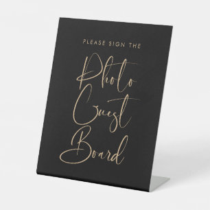 Elegant & Modern Photo Guest Board Pedestal Sign