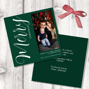 Elegant Modern Photo Holiday Invitation Merry