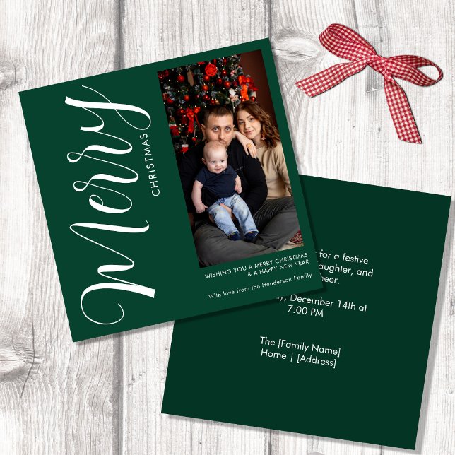 Elegant Modern Photo Holiday Invitation | Merry  (Creator Uploaded)